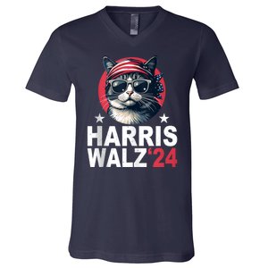 Harris Waltz 2024 Cat Lady Kamala Harris Tim Walz Waltz V-Neck T-Shirt