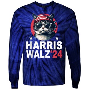 Harris Waltz 2024 Cat Lady Kamala Harris Tim Walz Waltz Tie-Dye Long Sleeve Shirt