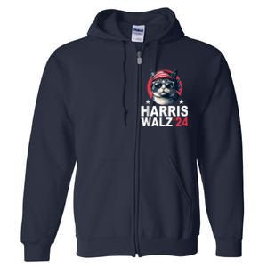 Harris Waltz 2024 Cat Lady Kamala Harris Tim Walz Waltz Full Zip Hoodie