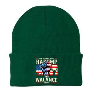 Harump Wallace 2024 Harris Trump Walz Vance America Flag Design Knit Cap Winter Beanie