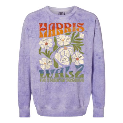 Harris Waltz 2024 For A Brighter Tomorrow Boho Aesthetic Colorblast Crewneck Sweatshirt