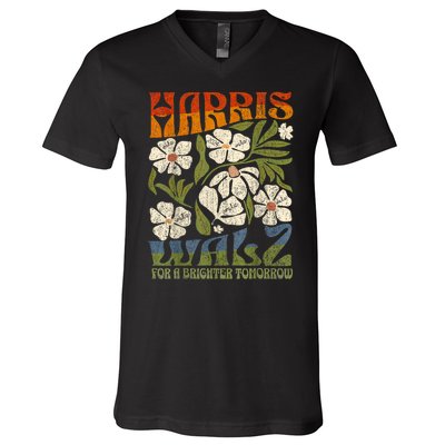 Harris Waltz 2024 For A Brighter Tomorrow Boho Aesthetic V-Neck T-Shirt