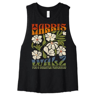 Harris Waltz 2024 For A Brighter Tomorrow Boho Aesthetic Women's Racerback Cropped Tank