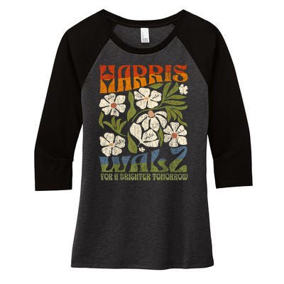 Harris Waltz 2024 For A Brighter Tomorrow Boho Aesthetic Women's Tri-Blend 3/4-Sleeve Raglan Shirt