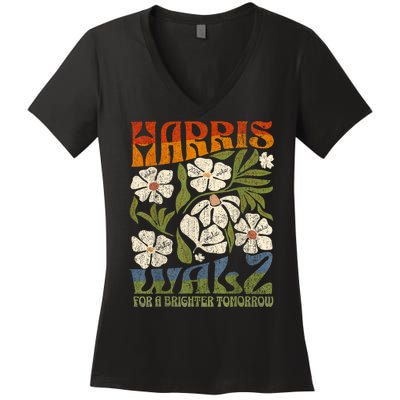 Harris Waltz 2024 For A Brighter Tomorrow Boho Aesthetic Women's V-Neck T-Shirt