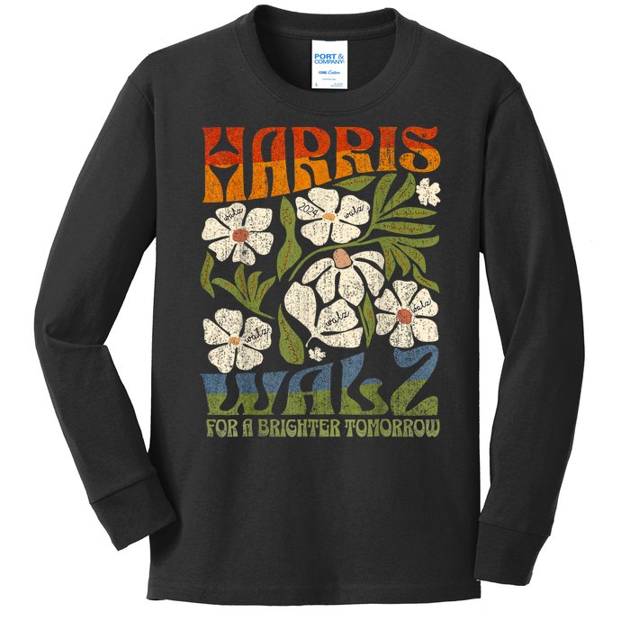 Harris Waltz 2024 For A Brighter Tomorrow Boho Aesthetic Kids Long Sleeve Shirt