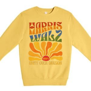 Harris Waltz 2024 Unity Over Division Kamala Harris Tim Walz Premium Crewneck Sweatshirt