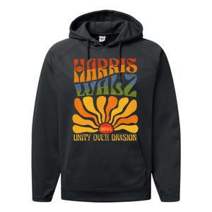 Harris Waltz 2024 Unity Over Division Kamala Harris Tim Walz Performance Fleece Hoodie