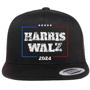 Harris Walz 2024 Election Liberal Gifts Flat Bill Trucker Hat