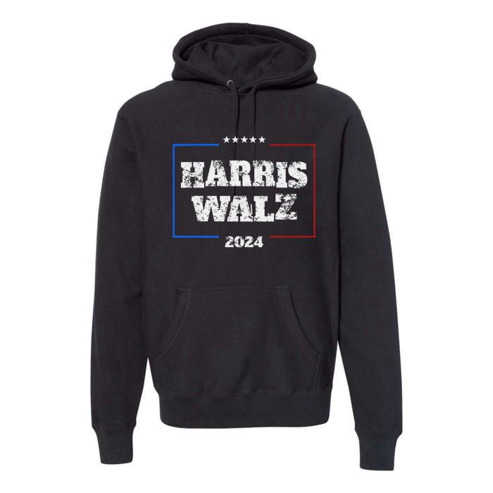 Harris Walz 2024 Election Liberal Gifts Premium Hoodie