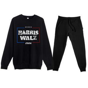 Harris Walz 2024 Election Liberal Gifts Premium Crewneck Sweatsuit Set