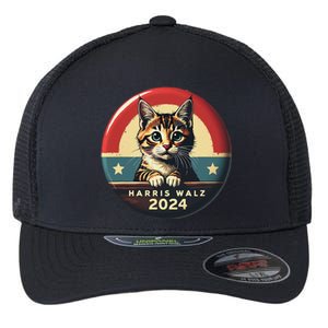 Harris Walz 2024 Funny Cat Election Kamala Harris Tim Waltz Flexfit Unipanel Trucker Cap