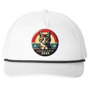 Harris Walz 2024 Funny Cat Election Kamala Harris Tim Waltz Snapback Five-Panel Rope Hat