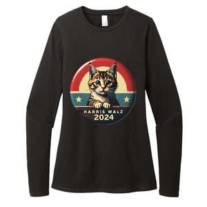 Harris Walz 2024 Funny Cat Election Kamala Harris Tim Waltz Womens CVC Long Sleeve Shirt