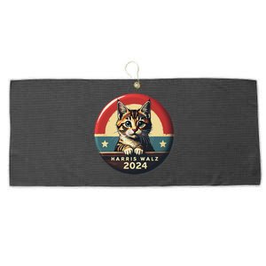 Harris Walz 2024 Funny Cat Election Kamala Harris Tim Waltz Large Microfiber Waffle Golf Towel