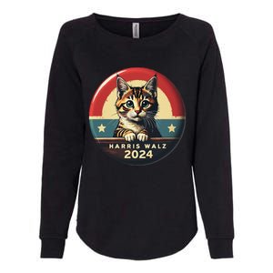 Harris Walz 2024 Funny Cat Election Kamala Harris Tim Waltz Womens California Wash Sweatshirt