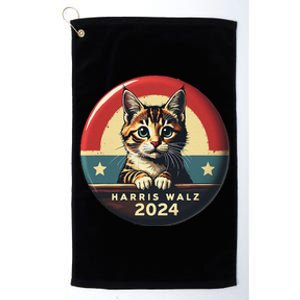 Harris Walz 2024 Funny Cat Election Kamala Harris Tim Waltz Platinum Collection Golf Towel