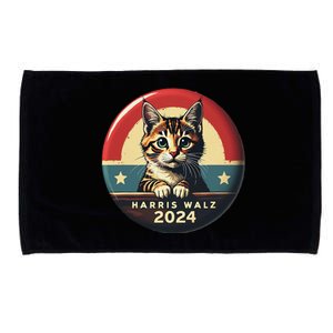 Harris Walz 2024 Funny Cat Election Kamala Harris Tim Waltz Microfiber Hand Towel