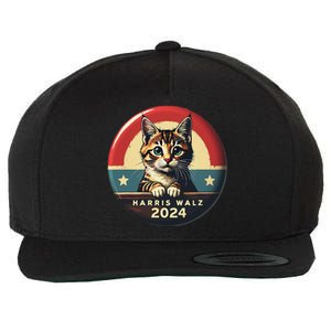 Harris Walz 2024 Funny Cat Election Kamala Harris Tim Waltz Wool Snapback Cap