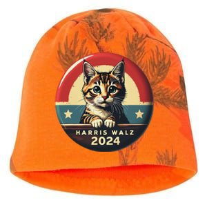 Harris Walz 2024 Funny Cat Election Kamala Harris Tim Waltz Kati - Camo Knit Beanie