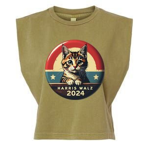 Harris Walz 2024 Funny Cat Election Kamala Harris Tim Waltz Garment-Dyed Women's Muscle Tee