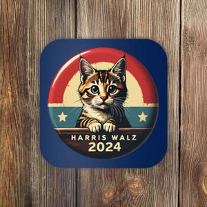 Harris Walz 2024 Funny Cat Election Kamala Harris Tim Waltz Coaster