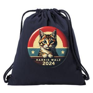 Harris Walz 2024 Funny Cat Election Kamala Harris Tim Waltz Drawstring Bag