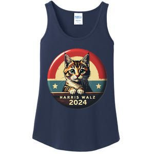 Harris Walz 2024 Funny Cat Election Kamala Harris Tim Waltz Ladies Essential Tank