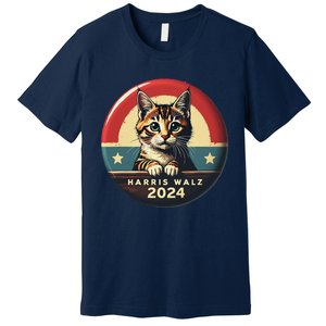 Harris Walz 2024 Funny Cat Election Kamala Harris Tim Waltz Premium T-Shirt