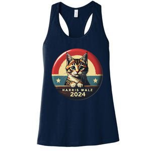 Harris Walz 2024 Funny Cat Election Kamala Harris Tim Waltz Women's Racerback Tank