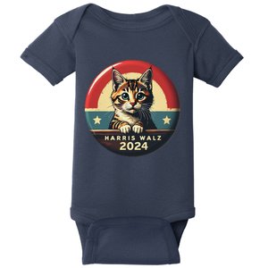 Harris Walz 2024 Funny Cat Election Kamala Harris Tim Waltz Baby Bodysuit