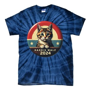 Harris Walz 2024 Funny Cat Election Kamala Harris Tim Waltz Tie-Dye T-Shirt