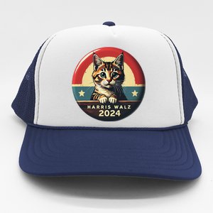 Harris Walz 2024 Funny Cat Election Kamala Harris Tim Waltz Trucker Hat