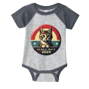 Harris Walz 2024 Funny Cat Election Kamala Harris Tim Waltz Infant Baby Jersey Bodysuit