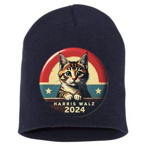 Harris Walz 2024 Funny Cat Election Kamala Harris Tim Waltz Short Acrylic Beanie