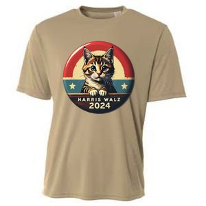 Harris Walz 2024 Funny Cat Election Kamala Harris Tim Waltz Cooling Performance Crew T-Shirt