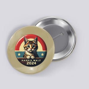 Harris Walz 2024 Funny Cat Election Kamala Harris Tim Waltz Button