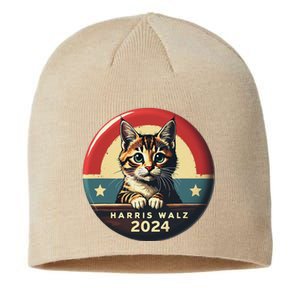 Harris Walz 2024 Funny Cat Election Kamala Harris Tim Waltz Sustainable Beanie