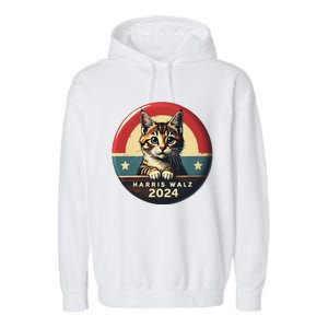 Harris Walz 2024 Funny Cat Election Kamala Harris Tim Waltz Garment-Dyed Fleece Hoodie