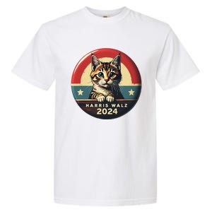 Harris Walz 2024 Funny Cat Election Kamala Harris Tim Waltz Garment-Dyed Heavyweight T-Shirt