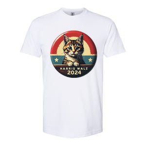 Harris Walz 2024 Funny Cat Election Kamala Harris Tim Waltz Softstyle CVC T-Shirt