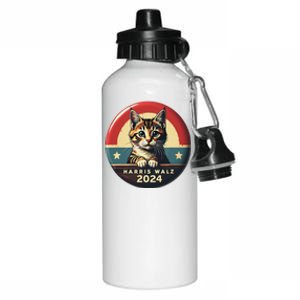 Harris Walz 2024 Funny Cat Election Kamala Harris Tim Waltz Aluminum Water Bottle