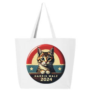 Harris Walz 2024 Funny Cat Election Kamala Harris Tim Waltz 25L Jumbo Tote