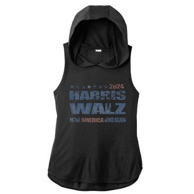 Harris Walz 2024 Make America Kind Again Harris Waltz Quote Ladies PosiCharge Tri-Blend Wicking Draft Hoodie Tank