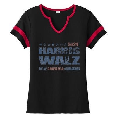 Harris Walz 2024 Make America Kind Again Harris Waltz Quote Ladies Halftime Notch Neck Tee