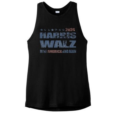 Harris Walz 2024 Make America Kind Again Harris Waltz Quote Ladies PosiCharge Tri-Blend Wicking Tank