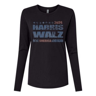 Harris Walz 2024 Make America Kind Again Harris Waltz Quote Womens Cotton Relaxed Long Sleeve T-Shirt