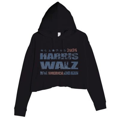 Harris Walz 2024 Make America Kind Again Harris Waltz Quote Crop Fleece Hoodie