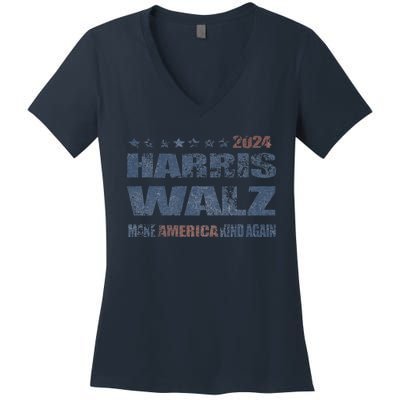 Harris Walz 2024 Make America Kind Again Harris Waltz Quote Women's V-Neck T-Shirt