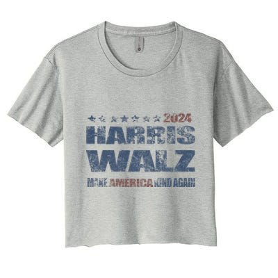 Harris Walz 2024 Make America Kind Again Harris Waltz Quote Women's Crop Top Tee